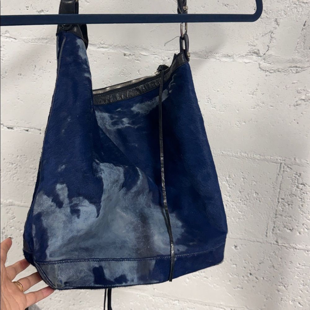 BALENCIAGA The Day Hair Calf Bag Hobo - Blue Dyed - LIKE NEW Condition - Zip Top - Picture 2 of 6